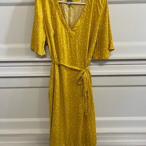 a new day Mustard Polka Dot Midi Dress